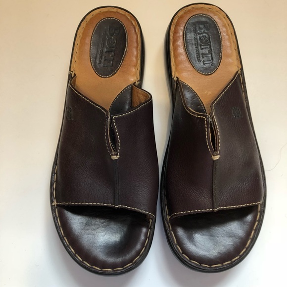 Born Shoes - 👀Born Slide On Sandals Brown Leather 11